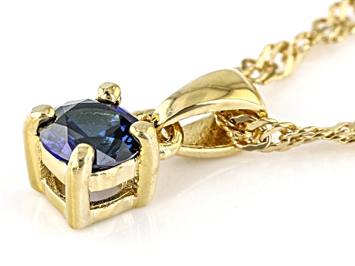 0.28ct Round Lab Created Blue Sapphire 18k Yellow Over Silver Children's Birthstone Pendant W/Chain