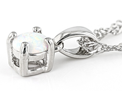 0.09ct Lab Created Opal Rhodium Over Sterling Silver Children's Pendant with Chain