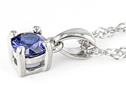0.23ct Lab Created Blue Sapphire Rhodium Over Silver Children's Pendant with Chain