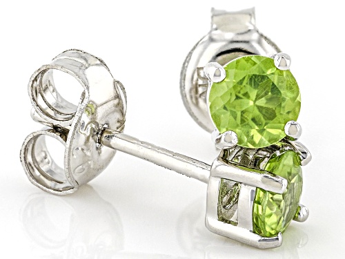 0.46ctw Round Manchurian Peridot™ Rhodium Over Sterling Silver Children's Stud Earrings
