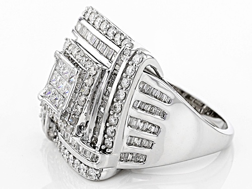 2.25ctw Baguette, Round & Princess Cut Diamonds 10k White Gold Ring - Size 6
