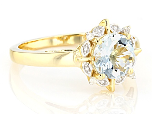 0.90ct Aquamarine And 0.02ctw White Diamond 18k Yellow Gold Over Sterling Silver Ring - Size 10