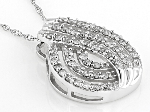 0.55ctw Round White Diamond 10k White Gold Teardrop Slide Pendant With 18