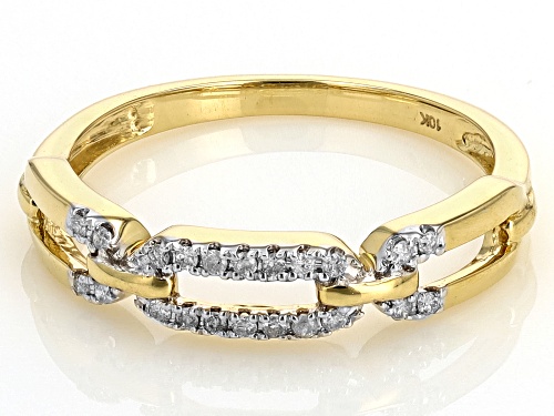 0.10ctw Round White Diamond 10k Yellow Gold Link Band Ring - Size 7