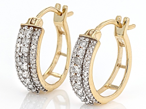 0.45ctw Round White Diamond 10k Yellow Gold Huggie Earrings
