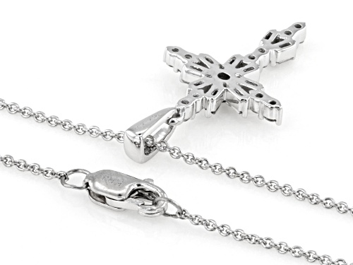 0.25ctw Round And Baguette White Diamond 10k White Gold Cross Pendant With Cable Chain