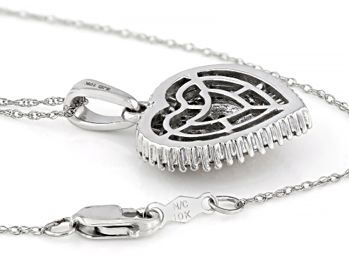 0.80ctw Natural Yellow And White Diamond 10k White Gold Cluster Heart Pendant With Rope Chain