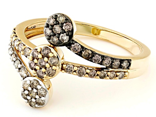 0.55ctw Round Shades Of Champagne Diamond And Candlelight Diamonds™ 10k Yellow Gold Ring - Size 10