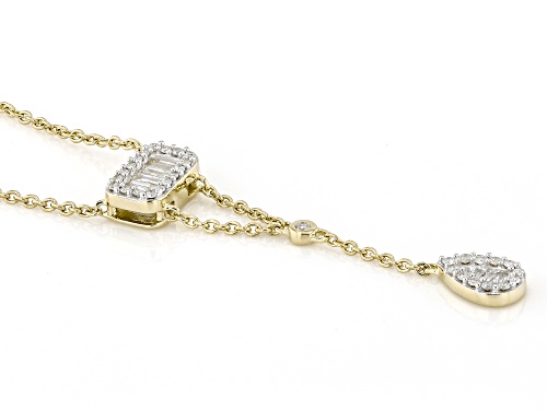 0.20ctw Round And Baguette White Diamond 10k Yellow Gold Y Necklace - Size 18