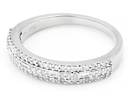 0.33ctw Round And Baguette White Diamond 10k White Gold Band Ring - Size 6