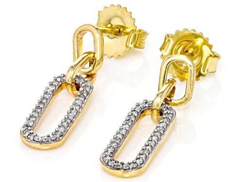 0.20ctw Round White Diamond 10k Yellow Gold Paperclip Earrings