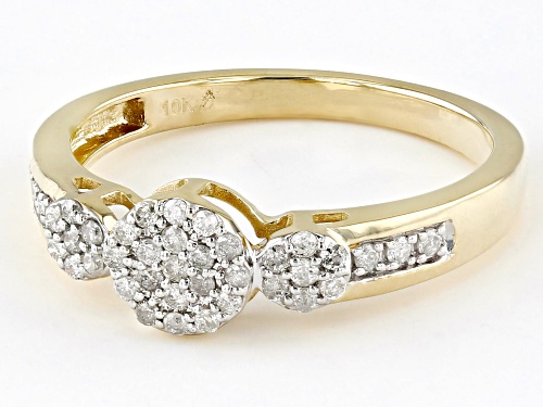 0.25ctw Round White Diamond 10k Yellow Gold Cluster Ring - Size 4
