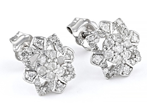 0.40ctw Round White Diamond 10k White Gold Stud Earrings