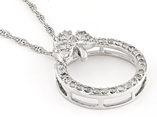 0.25ctw Round White Diamond 10k White Gold Clover Pendant With 18