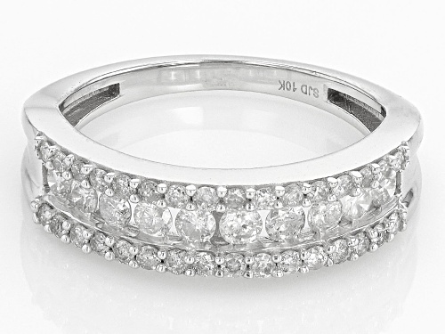 0.75ctw Round White Diamond 10k White Gold Band Ring - Size 8