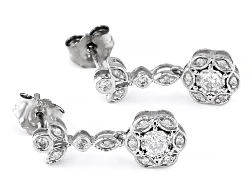 0.25ctw Round White Diamond 10k White Gold Floral Earrings