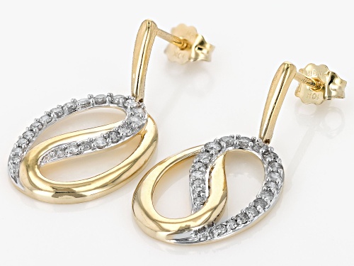 0.50ctw Round White Diamond 10k Yellow Gold Dangle Earrings