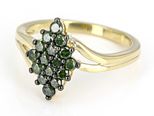 0.50ctw Round Green Diamond 10k Yellow Gold Cluster Ring - Size 9