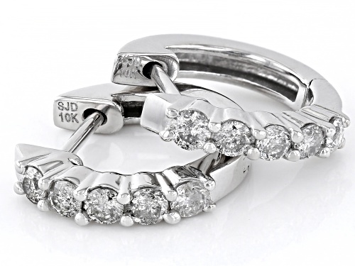 0.50ctw Round White Diamond 10k White Gold Huggie Hoop Earrings