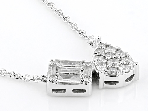 0.35ctw Baguette And Round White Diamond 10k White Gold Cluster Necklace - Size 18