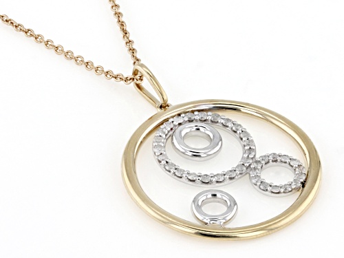 0.25ctw Round White Diamond 10k Two-Tone Gold Circle Pendant With 18