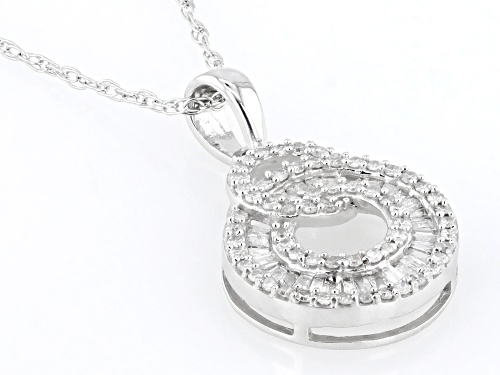 0.35ctw Round & Baguette White Diamond 10k White Gold Circle Pendant With 18