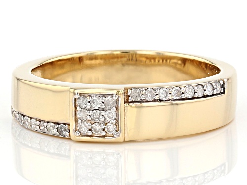 0.25ctw Round White Diamond 3k Gold Mens Cluster Ring - Size 10
