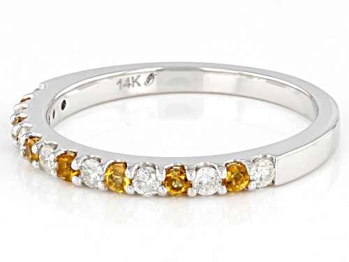 0.39ctw Round Citrine & White Diamond 14k White Gold November Birthstone Band Ring - Size 7