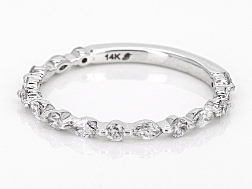 0.45ctw Marquise And Round White Diamond 14k White Gold Band Ring - Size 6.5