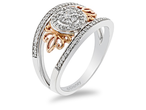 Enchanted Disney Majestic Princess Ring White Diamond Rhodium Over Silver And 10K Rose Gold 0.25ctw - Size 6