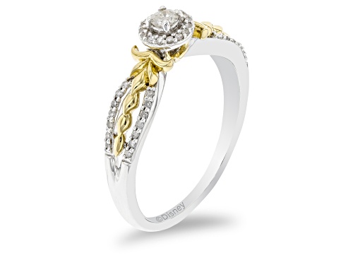 Enchanted Disney Anna Ring White Diamond Rhodium And 14K Yellow Gold Over Silver 0.20ctw - Size 7