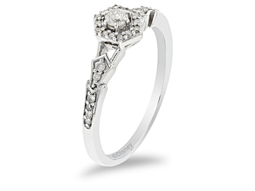 Enchanted Disney Elsa Ring Round White Diamond Rhodium Over Sterling Silver 0.20ctw - Size 8