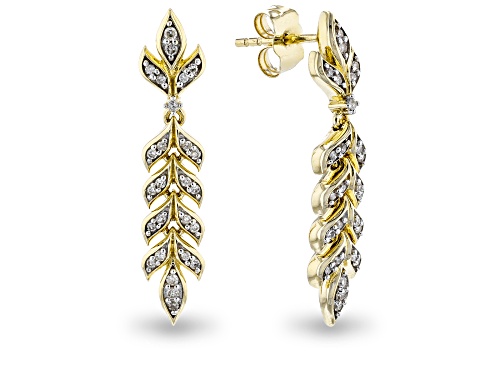 Enchanted Disney Anna Earrings Round White Diamond 10K Yellow Gold 0.20ctw
