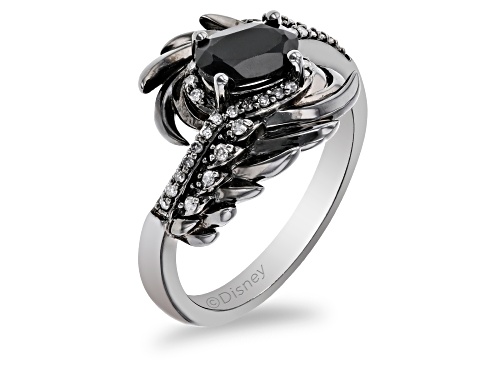 Enchanted Disney Villains Maleficent Ring Black Onyx & Diamond Black Rhodium Over Silver 0.85ctw - Size 6