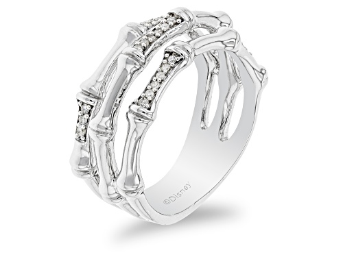 Enchanted Disney Mulan Bamboo Ring White Diamond Rhodium Over Silver 0.10ctw - Size 8