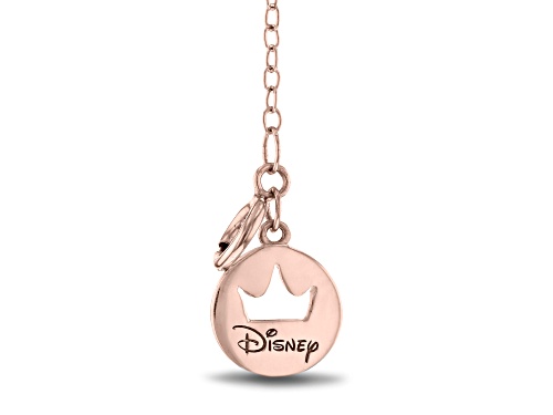 Enchanted Disney Snow White Bow Necklace White Diamond 10k Rose Gold 0.10ctw - Size 18
