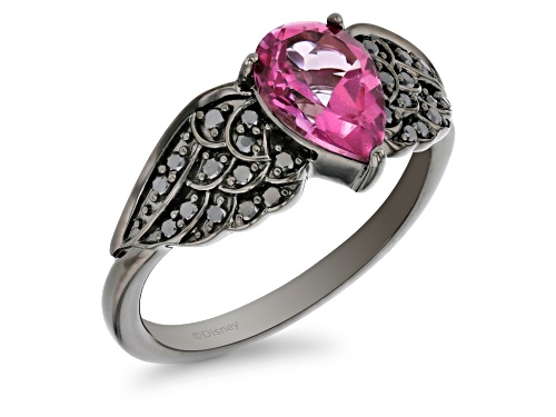 Enchanted Disney Villains Maleficent Ring Black Diamond & Pink Topaz Black Rhodium Over Silver - Size 8