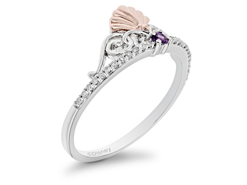 Enchanted Disney Fine Jewelry Ariel Ring White Diamond & Amethyst Rhodium Over Silver 0.10ctw - Size 7