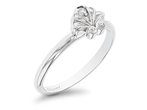 Enchanted Disney Ariel Shell Ring White Diamond Accent 10k White Gold - Size 7