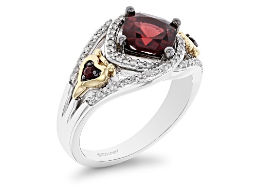 Enchanted Disney Evil Queen Ring Garnet And Diamond Rhodium And 14k Yellow Gold Over Silver 2.33ctw - Size 5