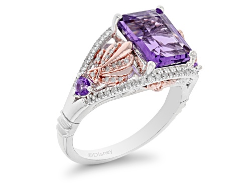 Enchanted Disney Ariel Ring Amethyst & White Diamond Rhodium & 14k Rose Gold Over Silver 3.14ctw - Size 6
