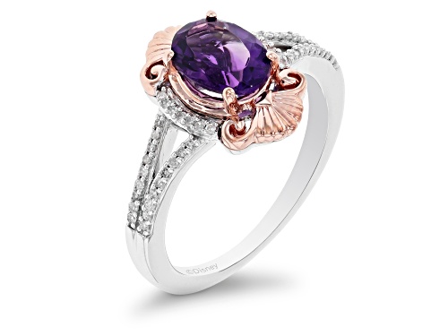 Enchanted Disney Ariel Ring Amethyst & White Diamond Rhodium & 14k Rose Gold Over Silver 1.42ctw - Size 7