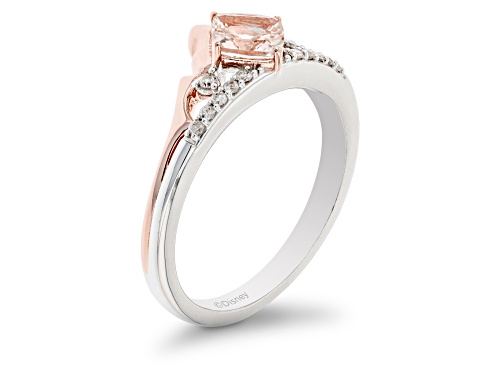 Enchanted Disney Aurora Ring Pink Morganite & White Diamond Rhodium & 14k Rose Gold Over Silver - Size 8