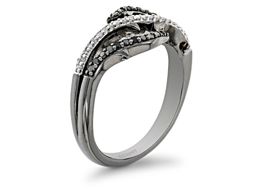 Enchanted Disney Villains Maleficent Ring Black & White Diamond Black Rhodium Over Silver 0.25ctw - Size 5