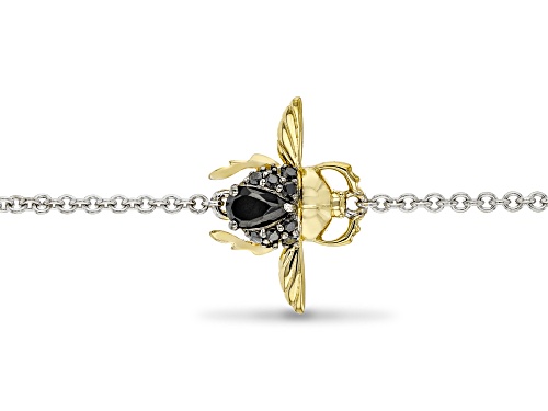 Enchanted Disney Villains Jafar Beetle Bracelet Onyx & Diamond Rhodium & 14k Yellow Gold Over Silver - Size 7