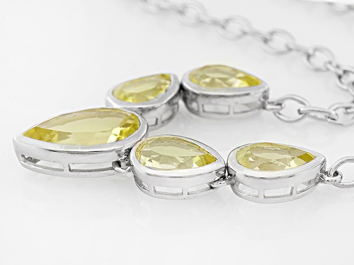 12.12ctw Pear Shape Brazilian Canary Yellow Quartz Sterling Silver Necklace - Size 18