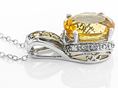 2.33ct Citrine And .12ctw Yellow Sapphire With .07ctw White Zircon Silver Pendant With Chain