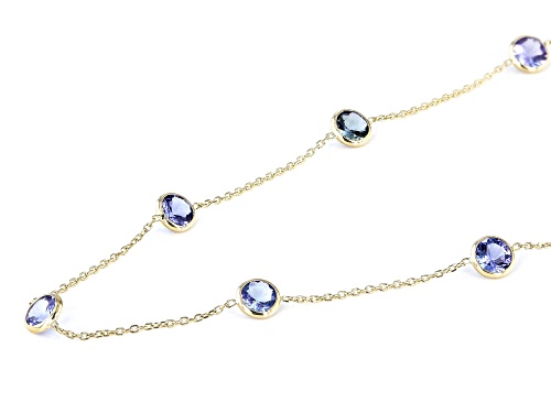 1.94ctw Round Tanzanite 14k Yellow Gold Necklace - Size 18