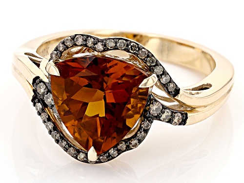 2.80ct Madeira Citrine With 0.17ctw Champagne Diamonds 10K Yellow Gold Ring - Size 6