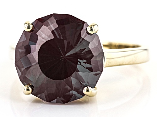 7.00ct Swirl Dutch Cut Lab Created Alexandrite 10k Yellow Gold Solitaire Ring - Size 8